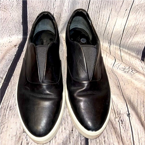 Vince Galiab Loafer Black Leather Slip On Elastic Platform Womens Size 7.5 - Picture 1 of 6